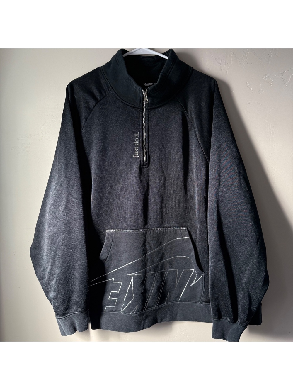 RARE Nike Icon Clash Just Do It 1/4 Zip Fleece Pullover Black Silver | 3X